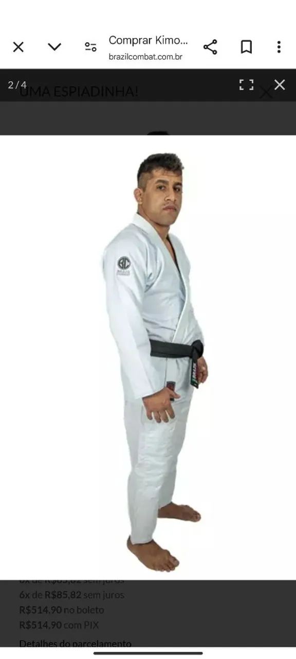 Kimono Jiu Jitsu Branco Brasil Combat Classic A3 - Tamanho A3 - Foto 3