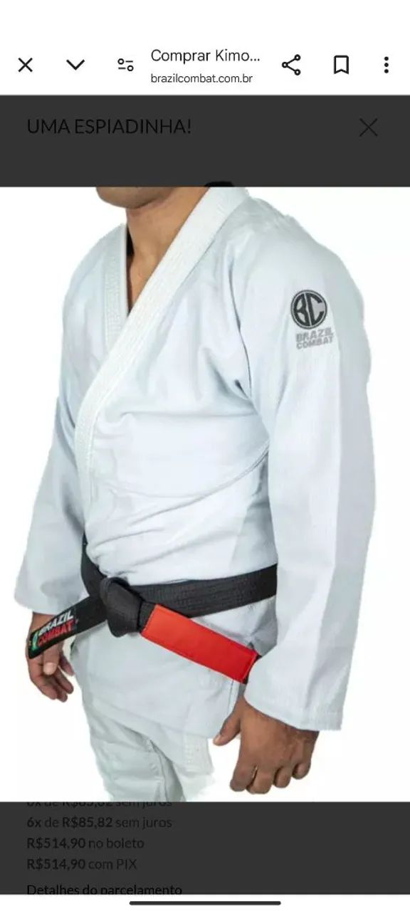 Kimono Jiu Jitsu Branco Brasil Combat Classic A3 - Tamanho A3 - Foto 4