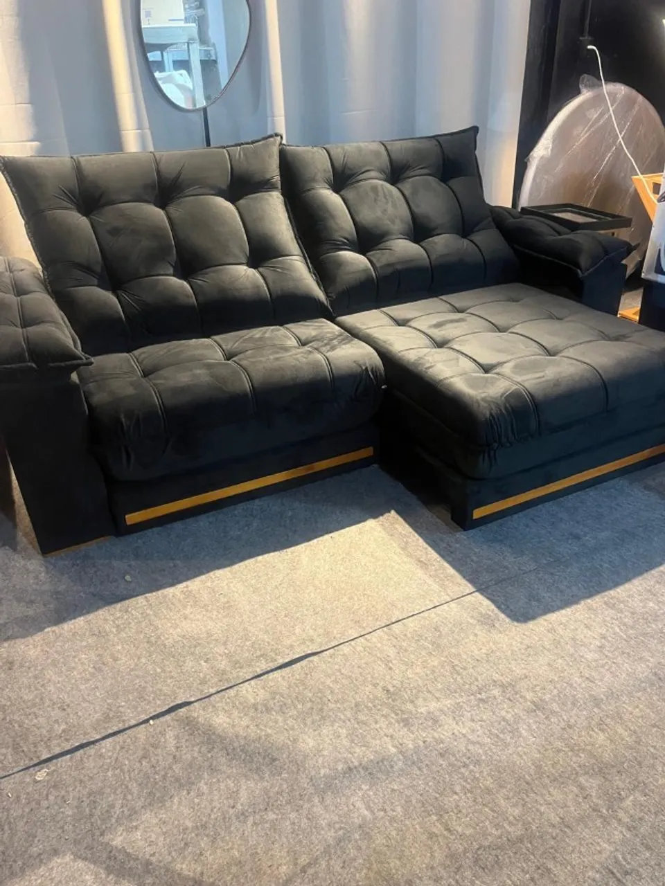 Sofá Retratil e Reclinavel 2.50cm Preto Espuma D-28 com 30cm de Pillow top
