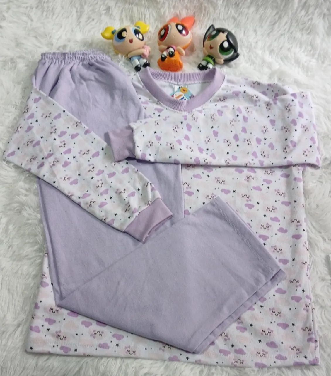 Pijama Infantil Moletinho Tamanho 10 Nuvens Lilás - Foto 2