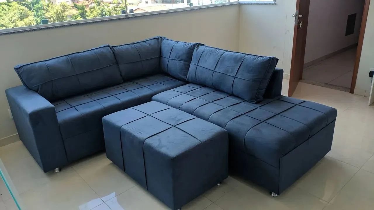 Sofá de Canto com Puff novo lacrado 
