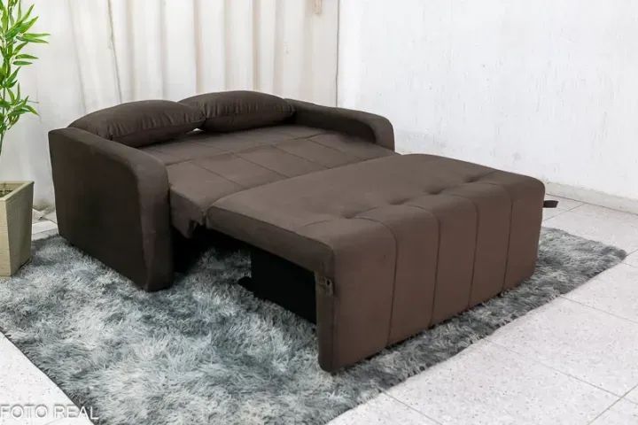 Sofá Cama Amora Veludinho Marrom - Entrega Rápida!  - Foto 2