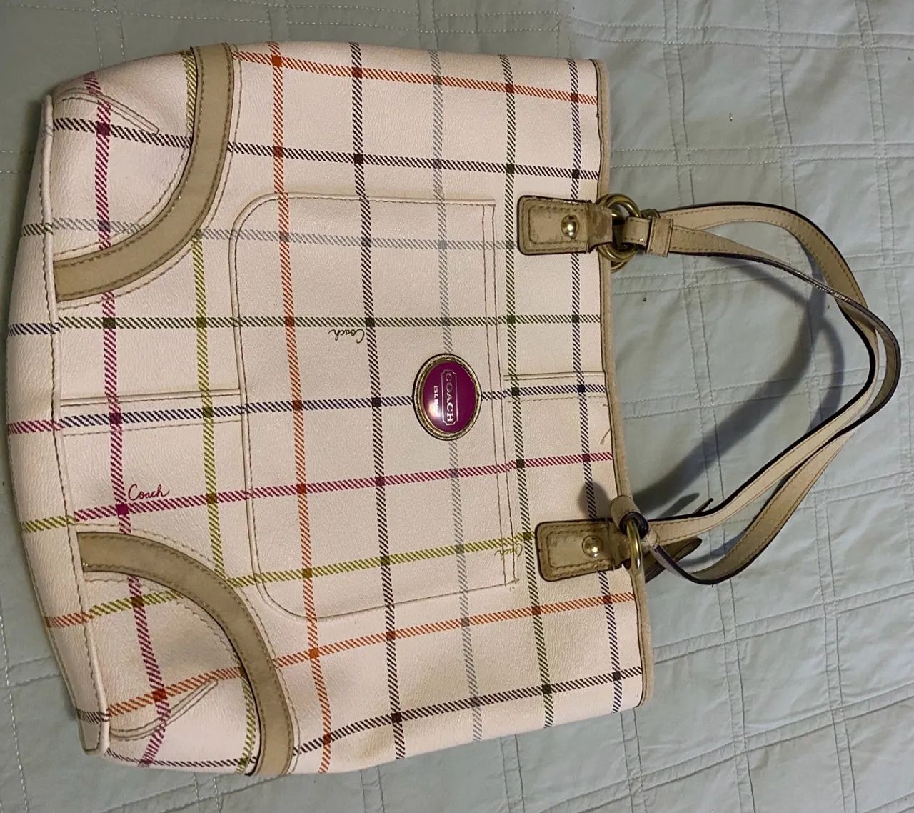 Bolsa Coach xadrez bege - Foto 2