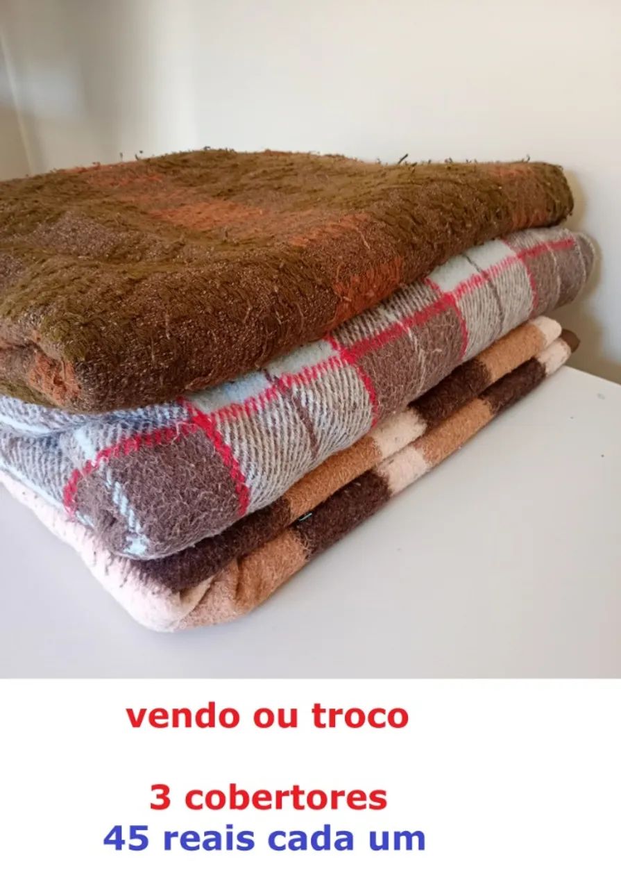 vendo ou troco - 3x cobertor (barraca, camping, pescaria, motorhome, caminhoneiro, sítio)