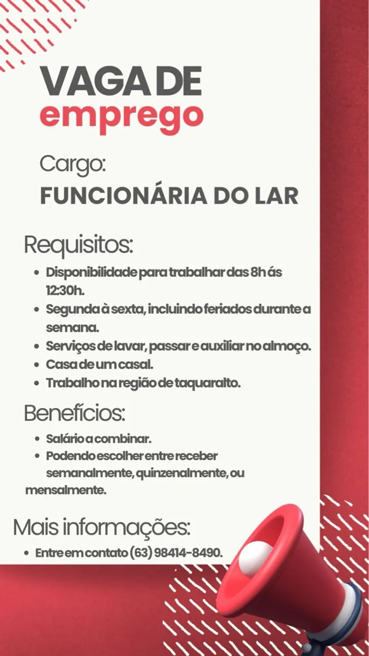 Contrata-se Funcionária do Lar