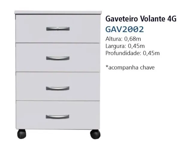 Gaveteiro Cm Volante 4 Gavetas