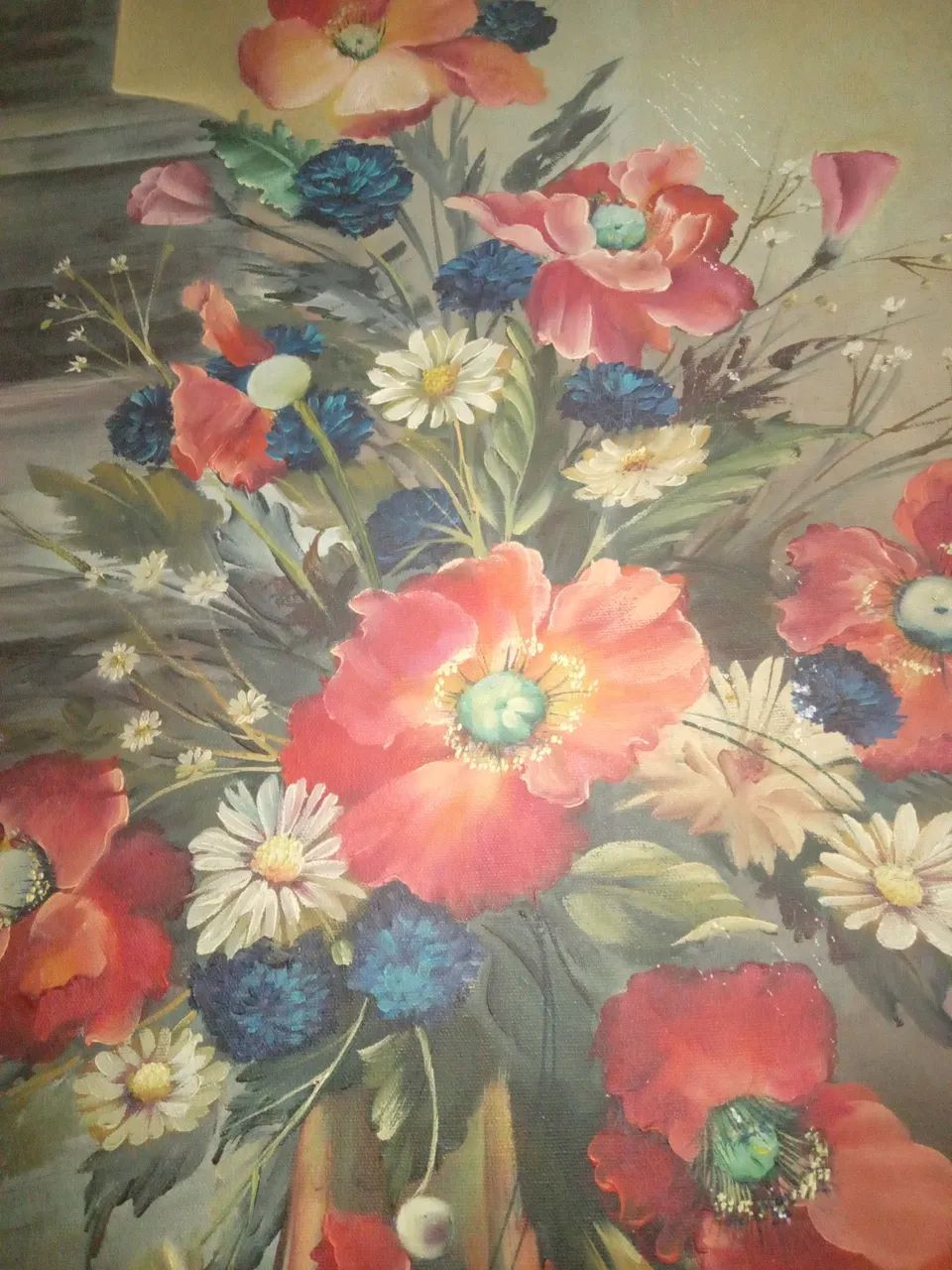 Quadro antigo vaso de flores oleo sobre tela - Foto 5
