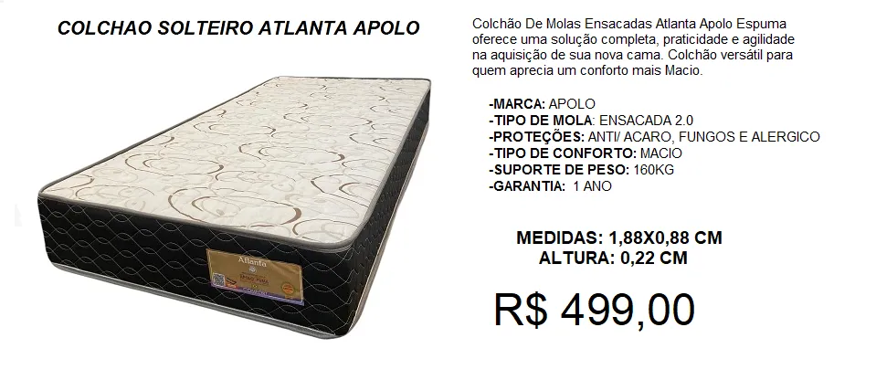 Colchão solteiro mola temos a pronta entrega