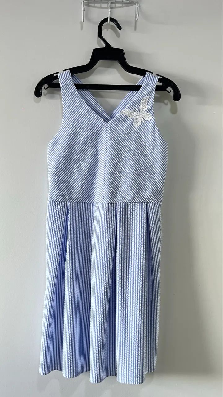 Vestido listrado azul e branco tam 14