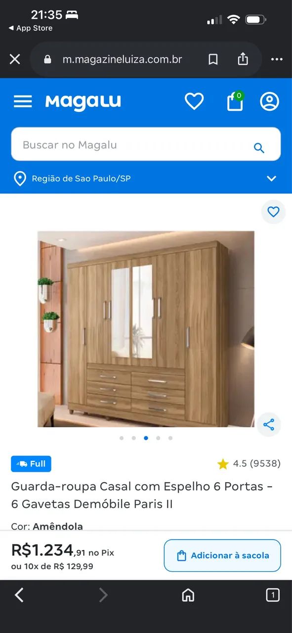 Guarda Roupa Casal com Espelhos e Gavetas - Foto 3