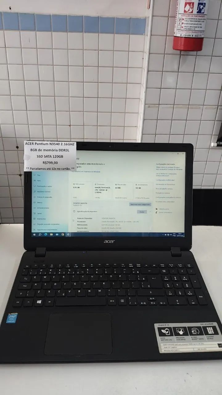 Notebook ACER Pentium N3540 2.16GHZ