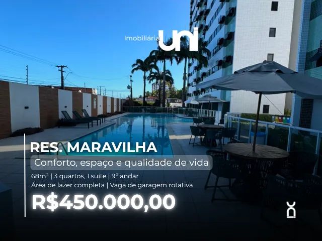  RESIDENCIAL MARAVILHA | 3 QUARTOS | ÁREA DE LAZER COMPLETA