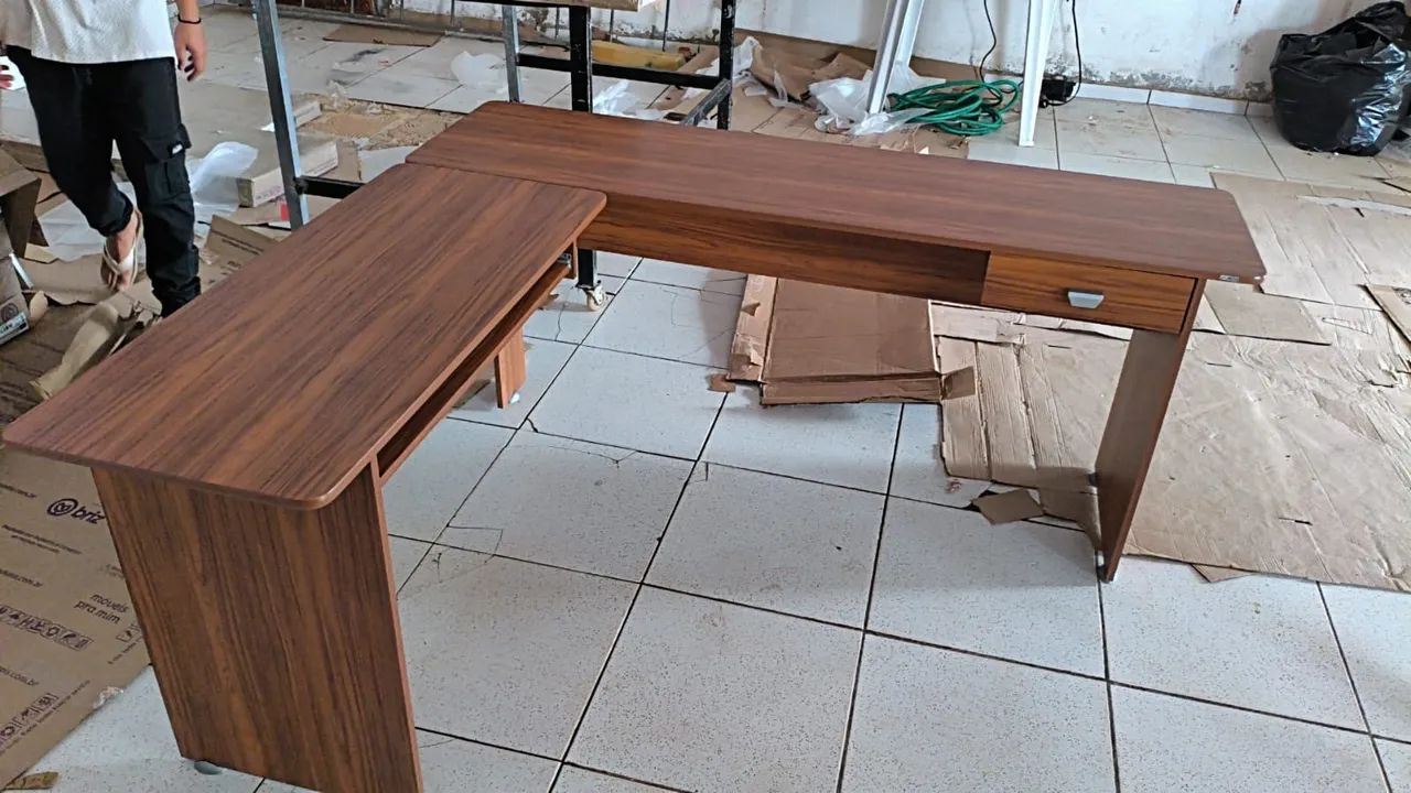 Mesa L escritório mdf nova - Foto 2