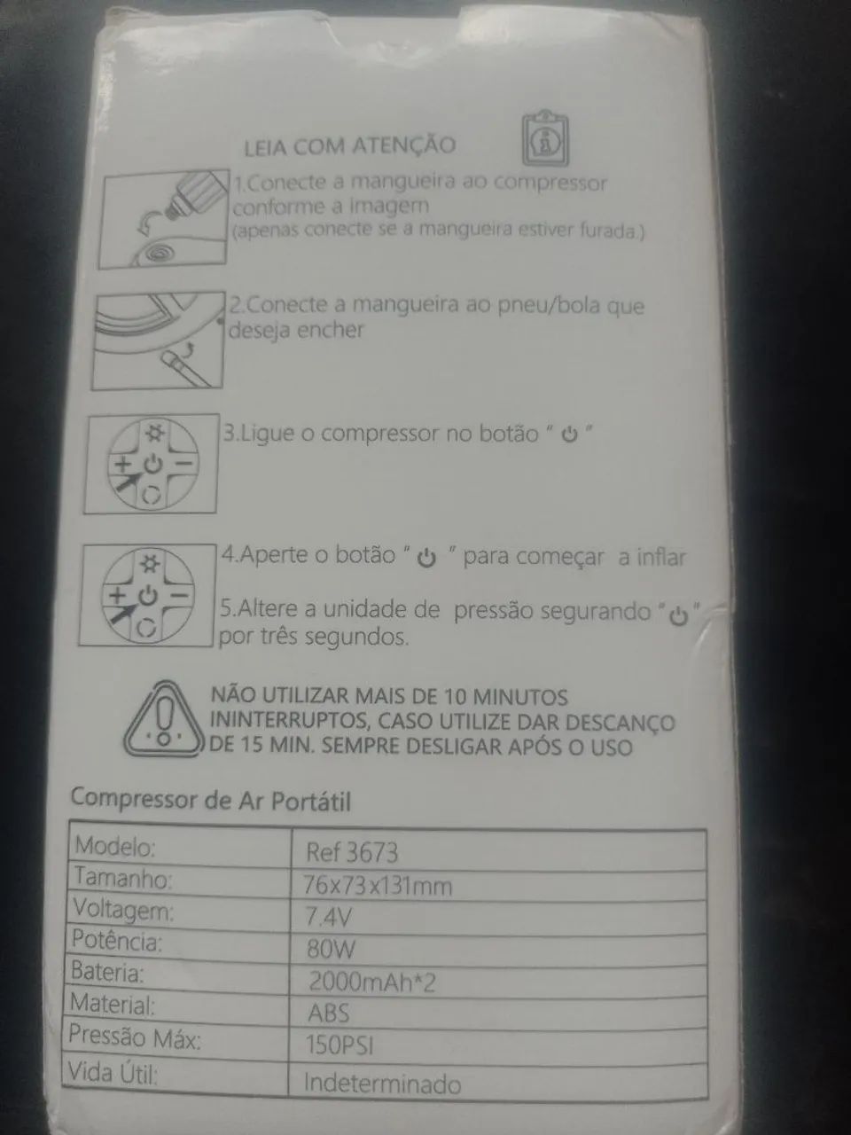 Mini compressor de ar digital portátil  - Foto 3