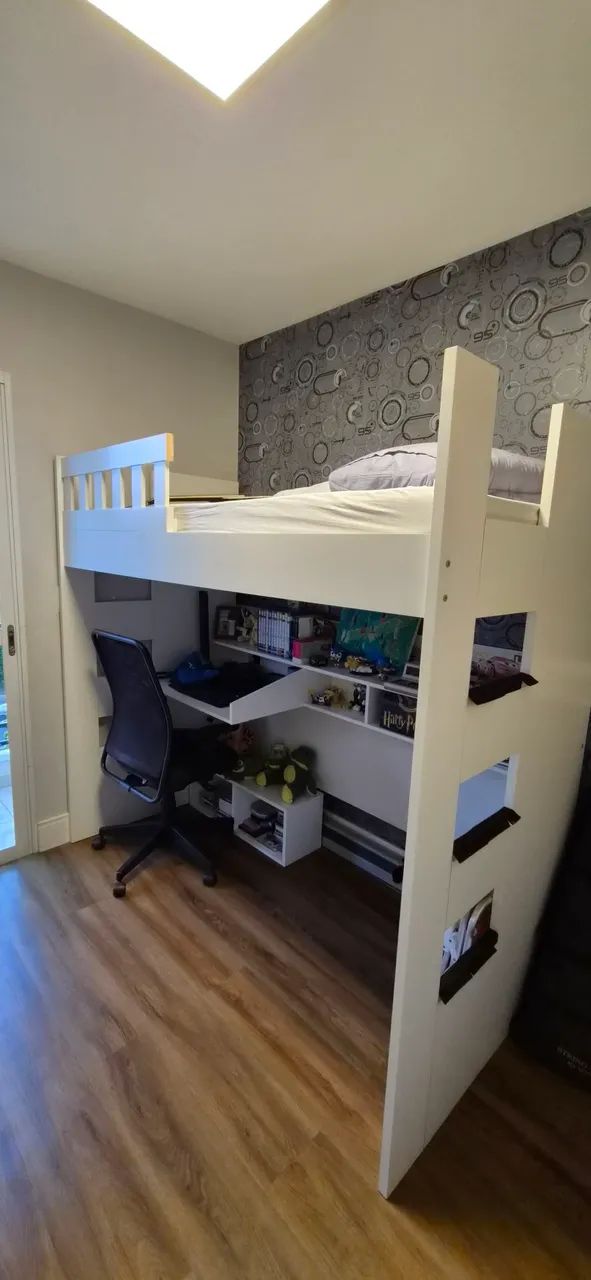 Cama Solteiro Alta com Escrivaninha + Móvel Rack - Foto 2