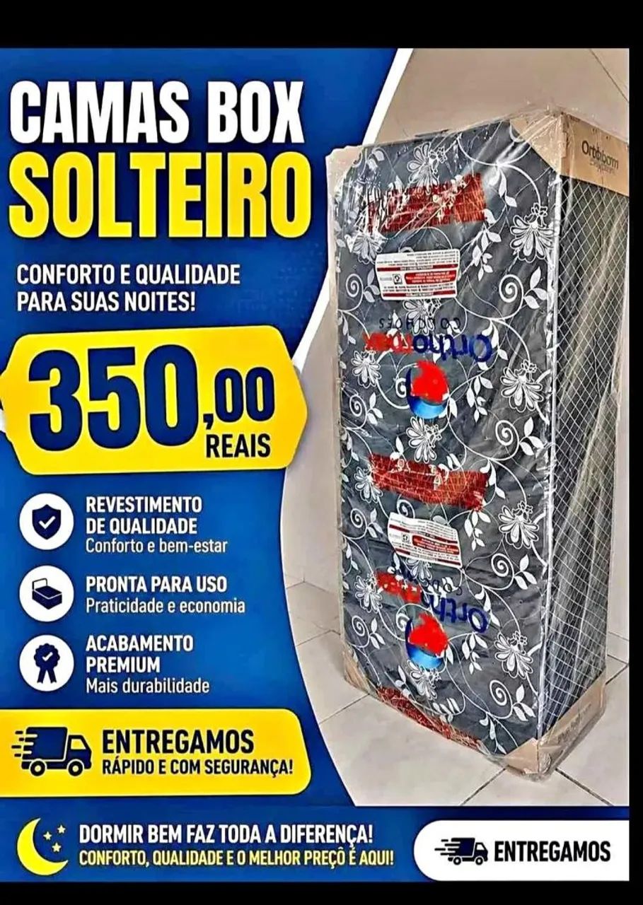 Cama box solteiro D28 5 cm de espuma 