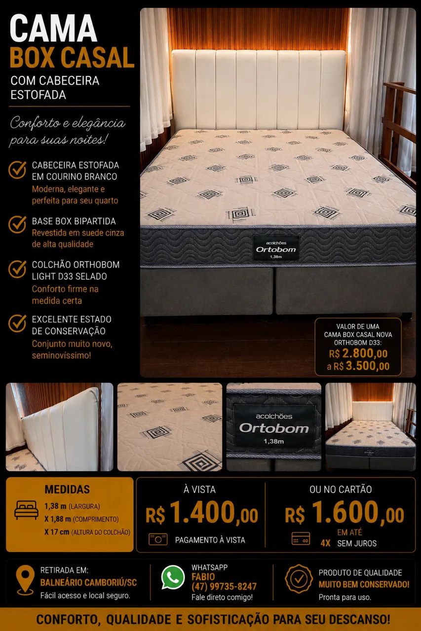 Cama box casal com cabeceira 