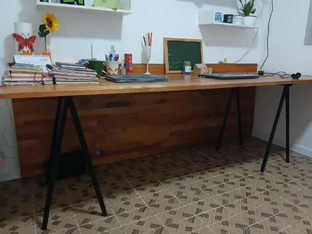 Bancada/mesa madeira maciça para trabalho/estudo448320482606458881