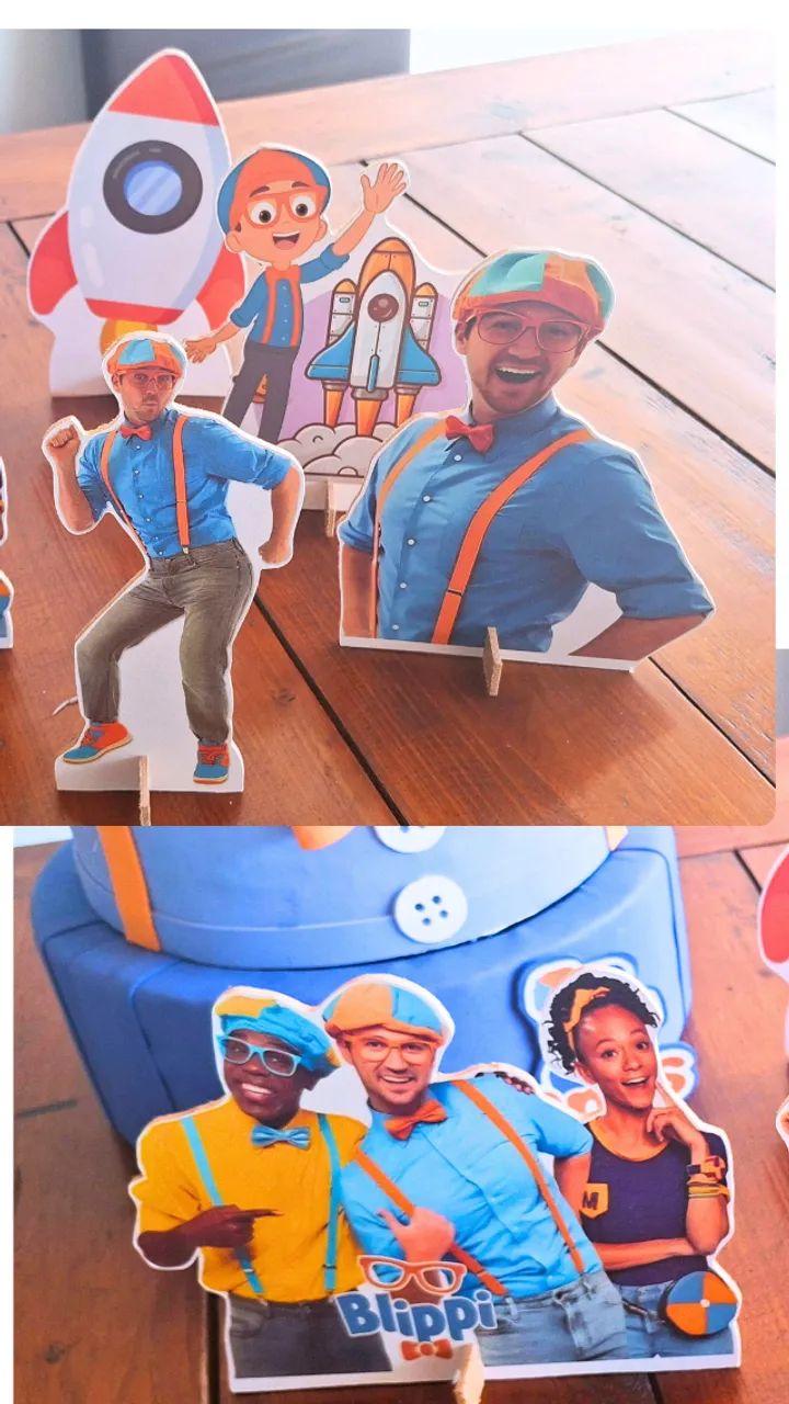 Bolo fake +5 display de mesa + 40 forminhas para doces Tema: Blippi - Foto 2
