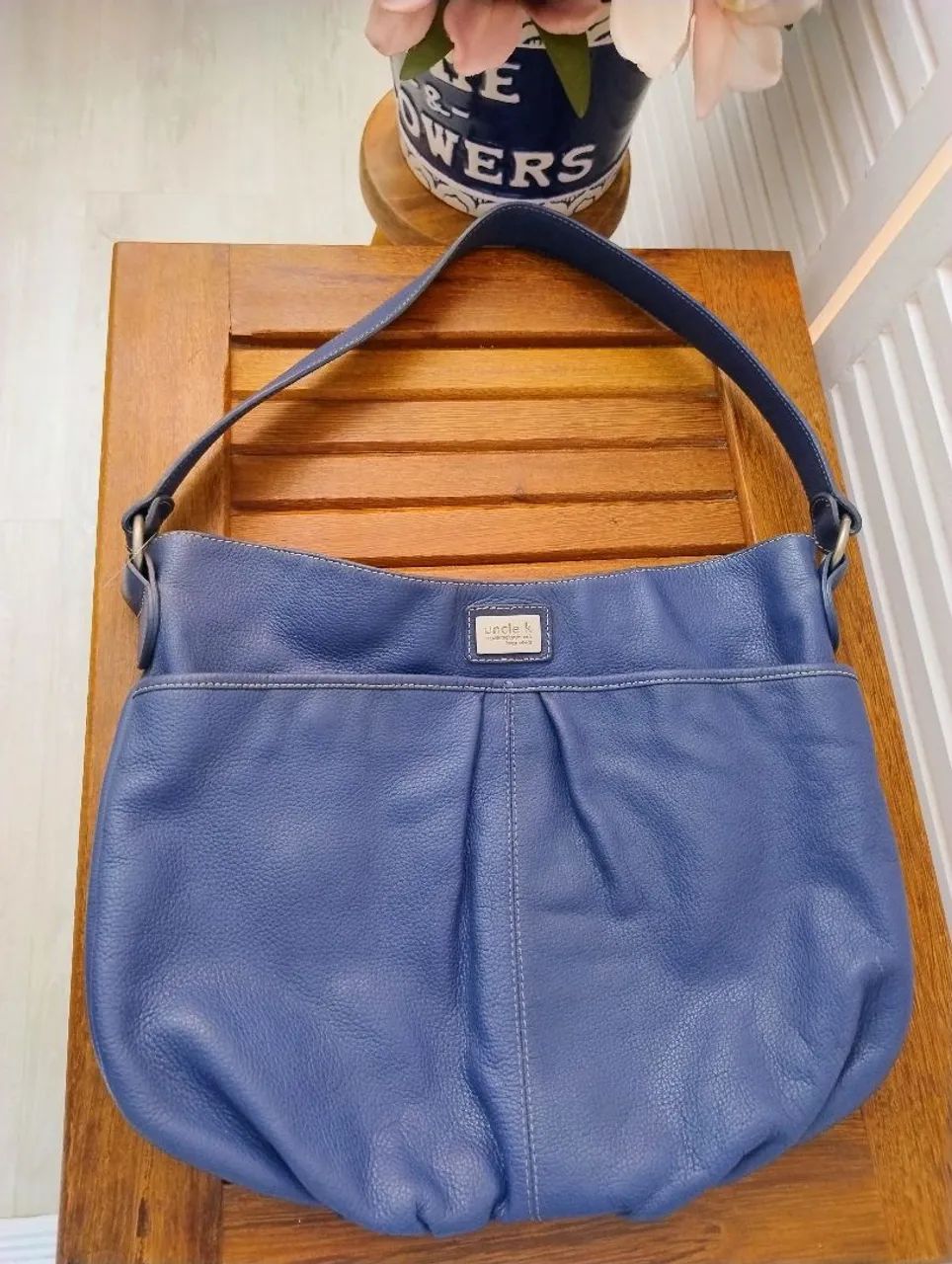 Bolsa de couro azul Unkle k - Foto 5