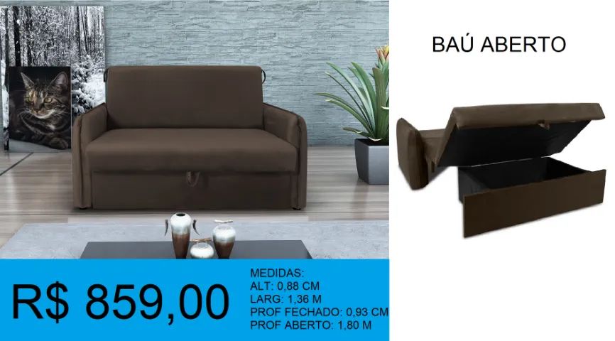 Sofá - cama - baú - compre hoje e receba em até 72 horas 