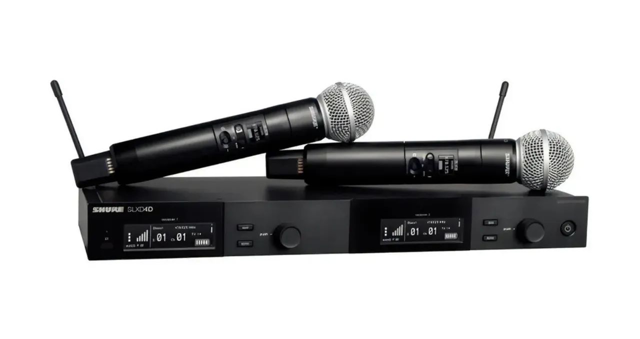 Microfone Sem Fio Duplo Shure SLXD24D/SM58 e BETA58