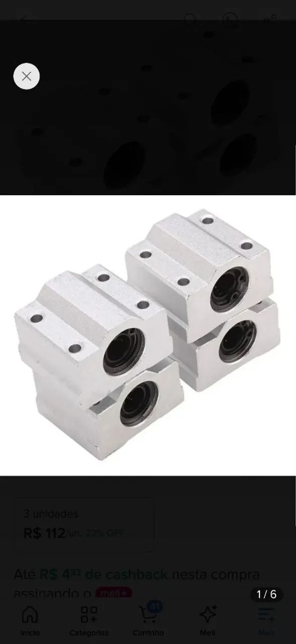 Kit 4 pillow block 20mm com rolamento para eixo linear SC20UU