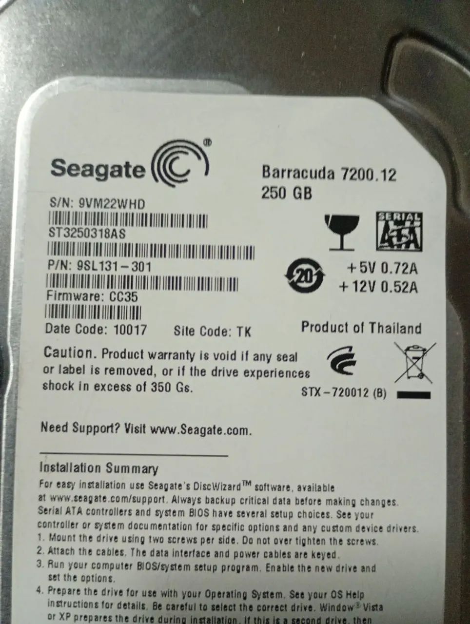 HD 250 GB Seagate 