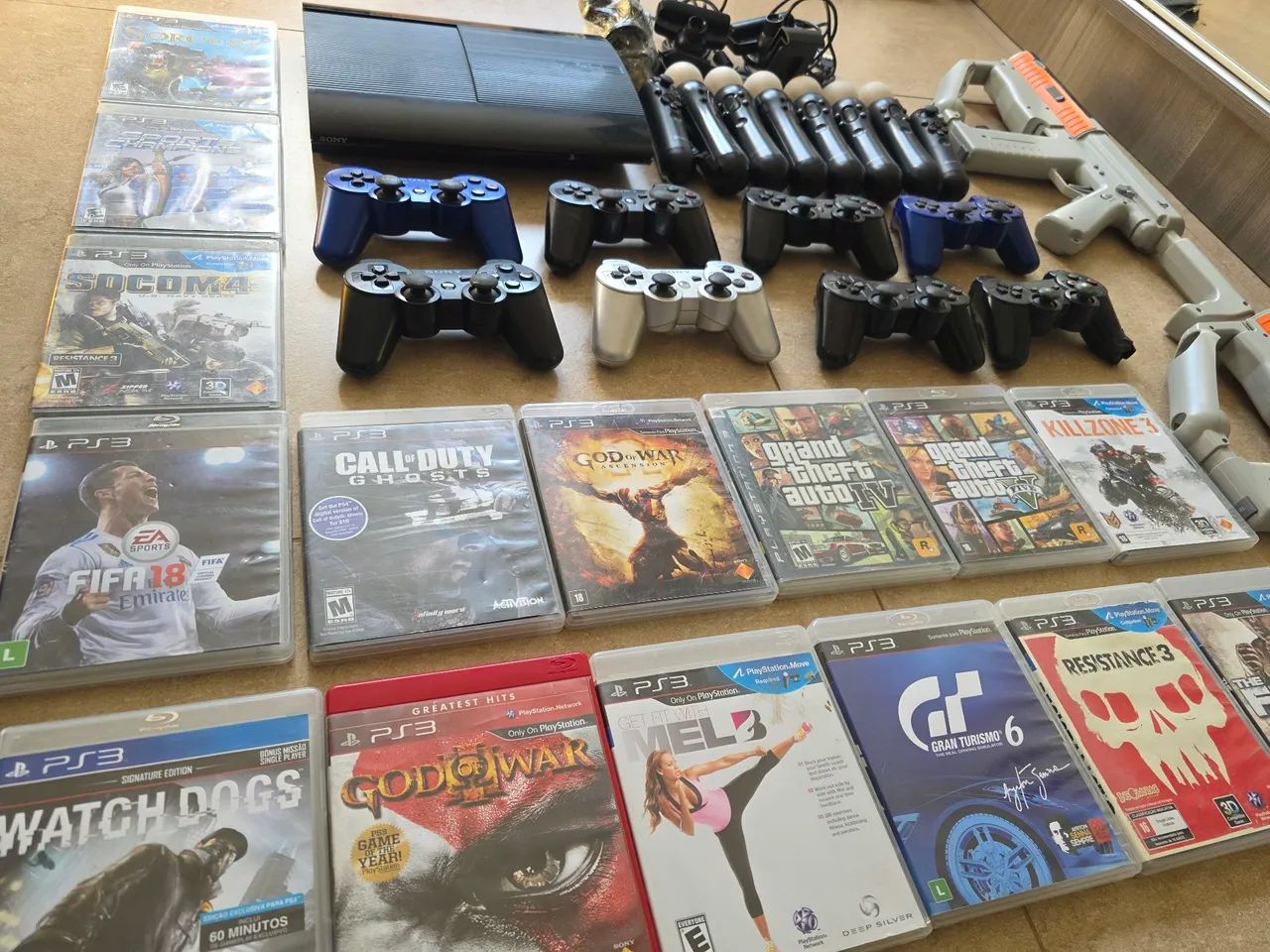 SUPER KIT PS3 SUPER SLIM 750GB + 15 JOGOS ORIGINAIS FISICOS + 20