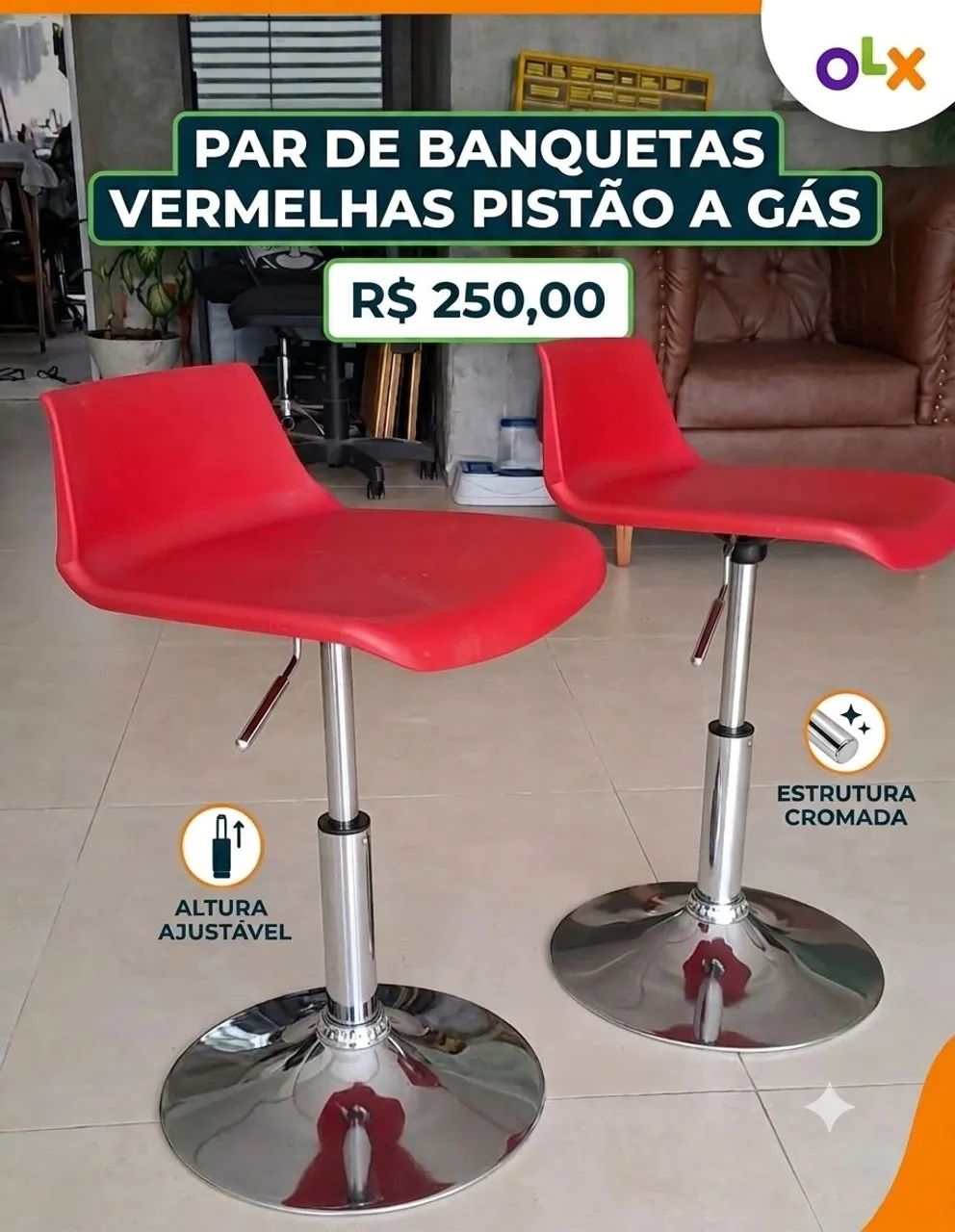 Par de banquetas pistão a gás  - Foto 2