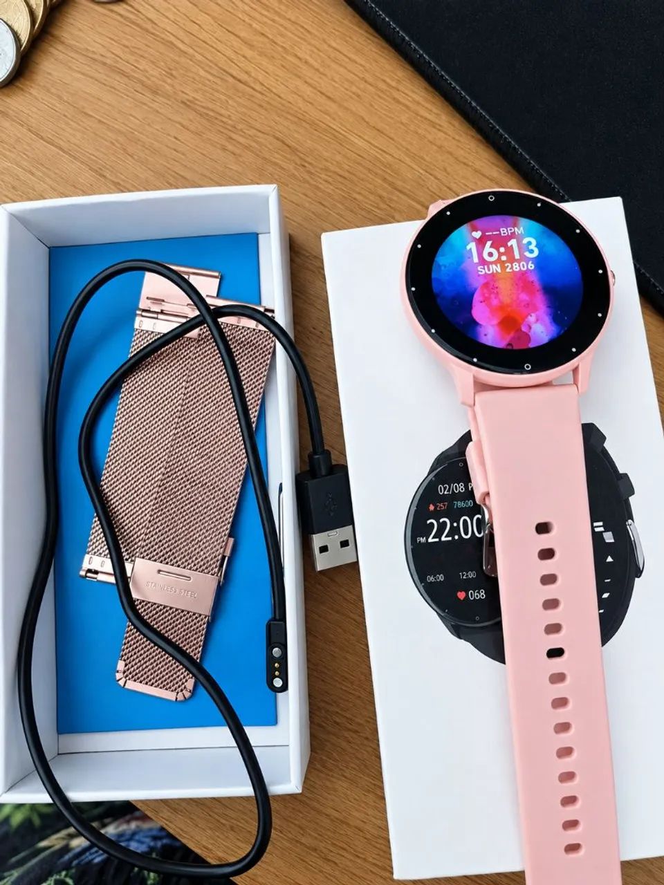? Smartwatch Rosa ? Semi-novo e completo - Foto 3