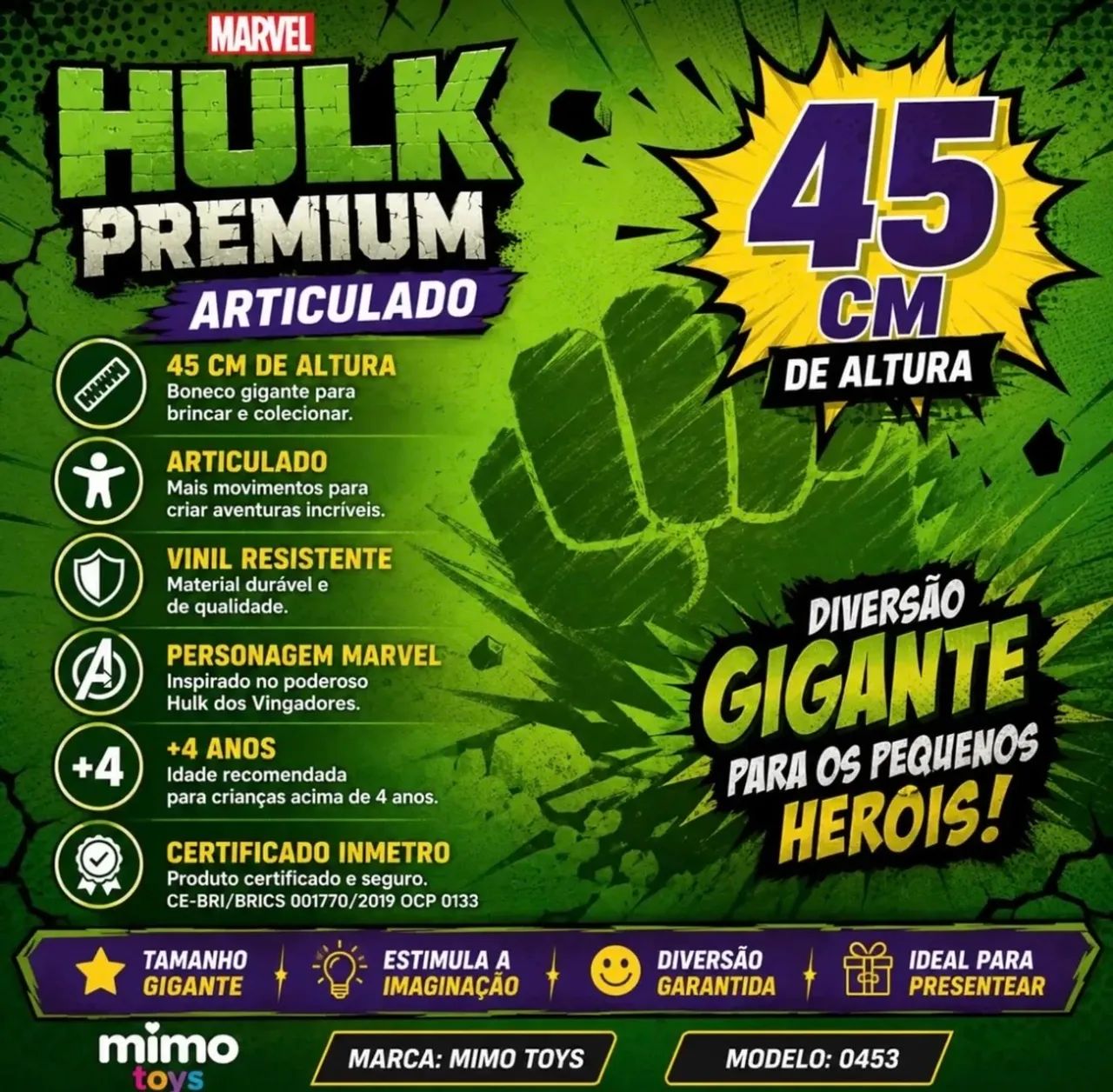 Boneco Marvel Hulk - Foto 3
