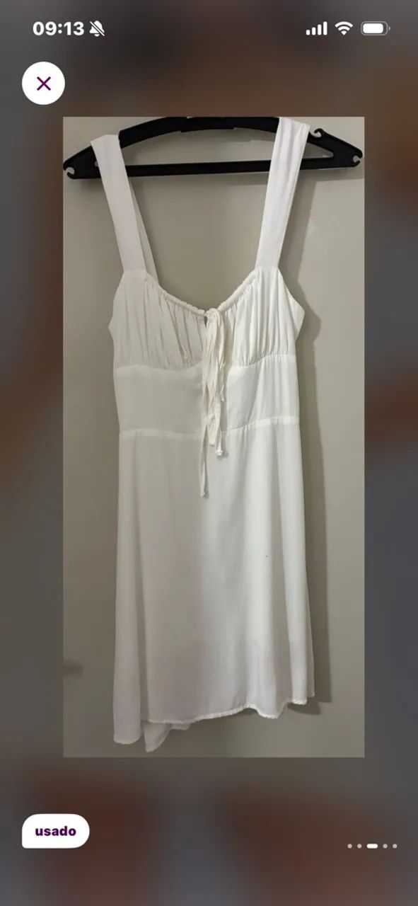 Vestido Muna Romântico curto Branco PP - Foto 3