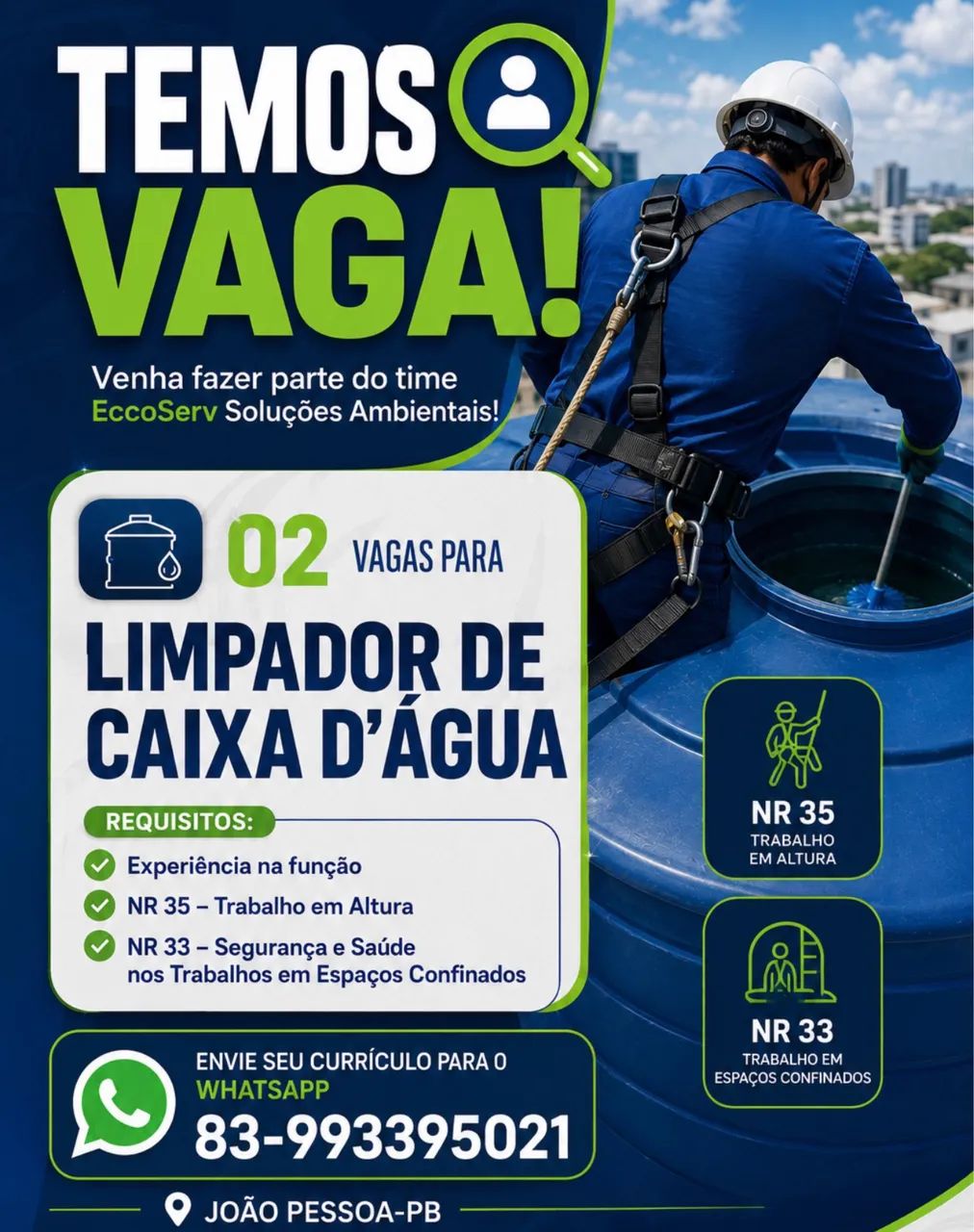 Vagas para limpador de caixa d?água  - Foto 2