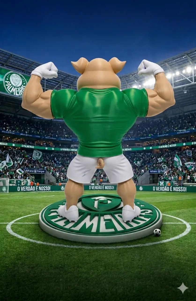 Mascote Palmeiras Porco Loko Estatua Decorativa Torcedor - Foto 2