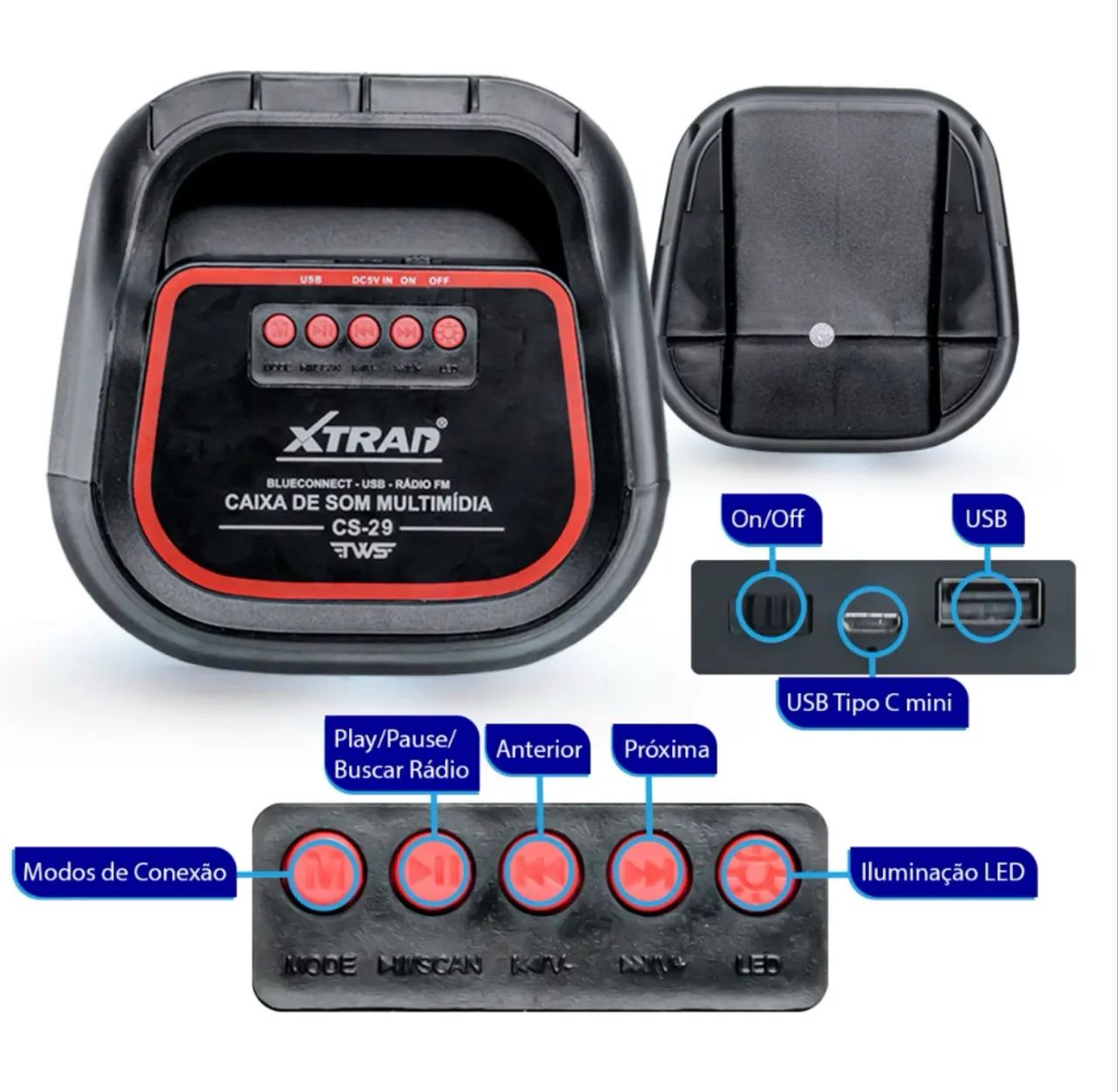Caixa de som Bluetooth com led - Foto 4