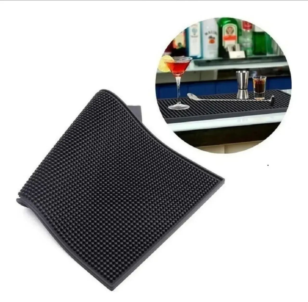 Tapete Bartender Bar Mat para Drinks 45 CM x 30 CM Preto