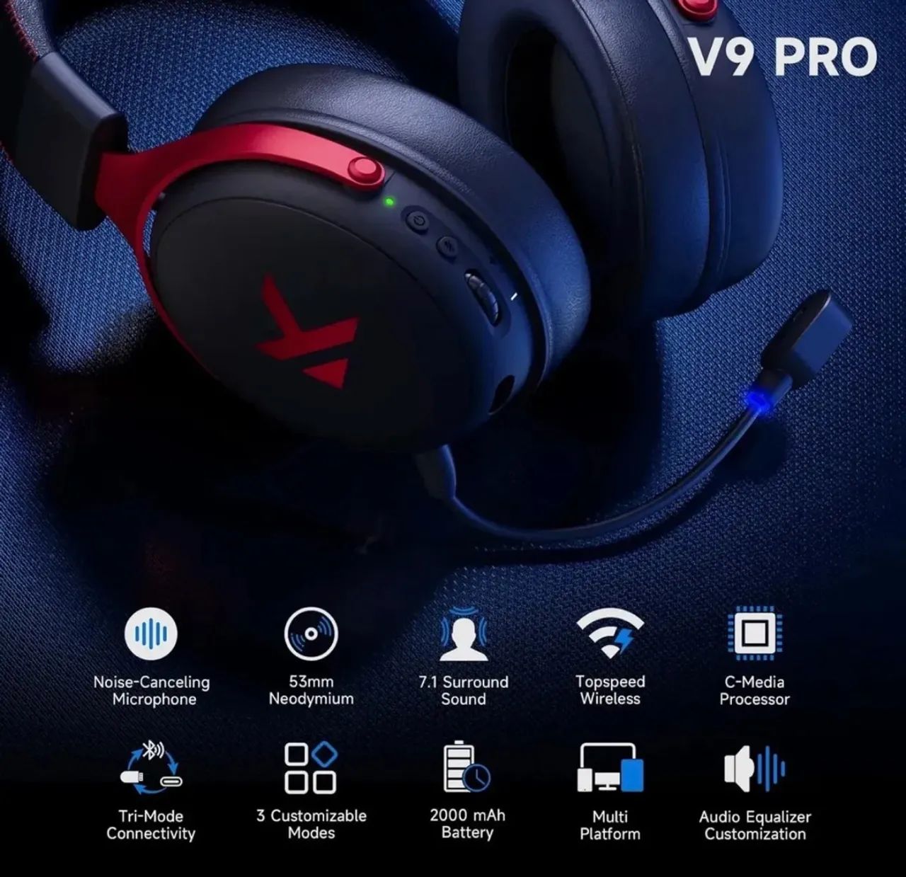 (LACRADO) Headset Mchose V9 PRO  - Foto 4
