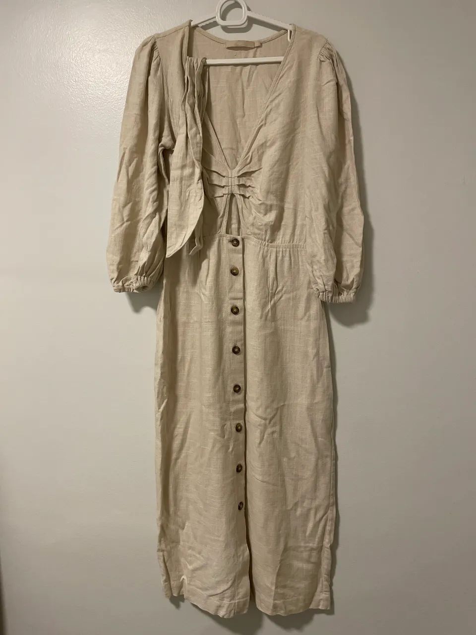 Vestido beige linho Mob 