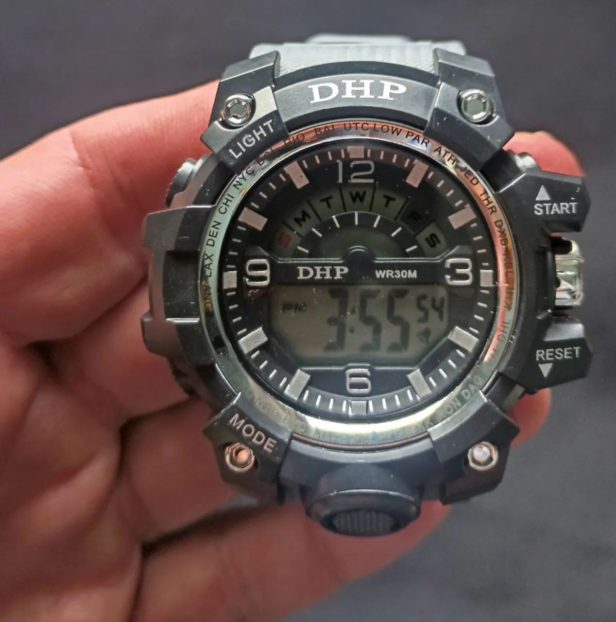 Relógio Masculino Preto Pulseira Cinza