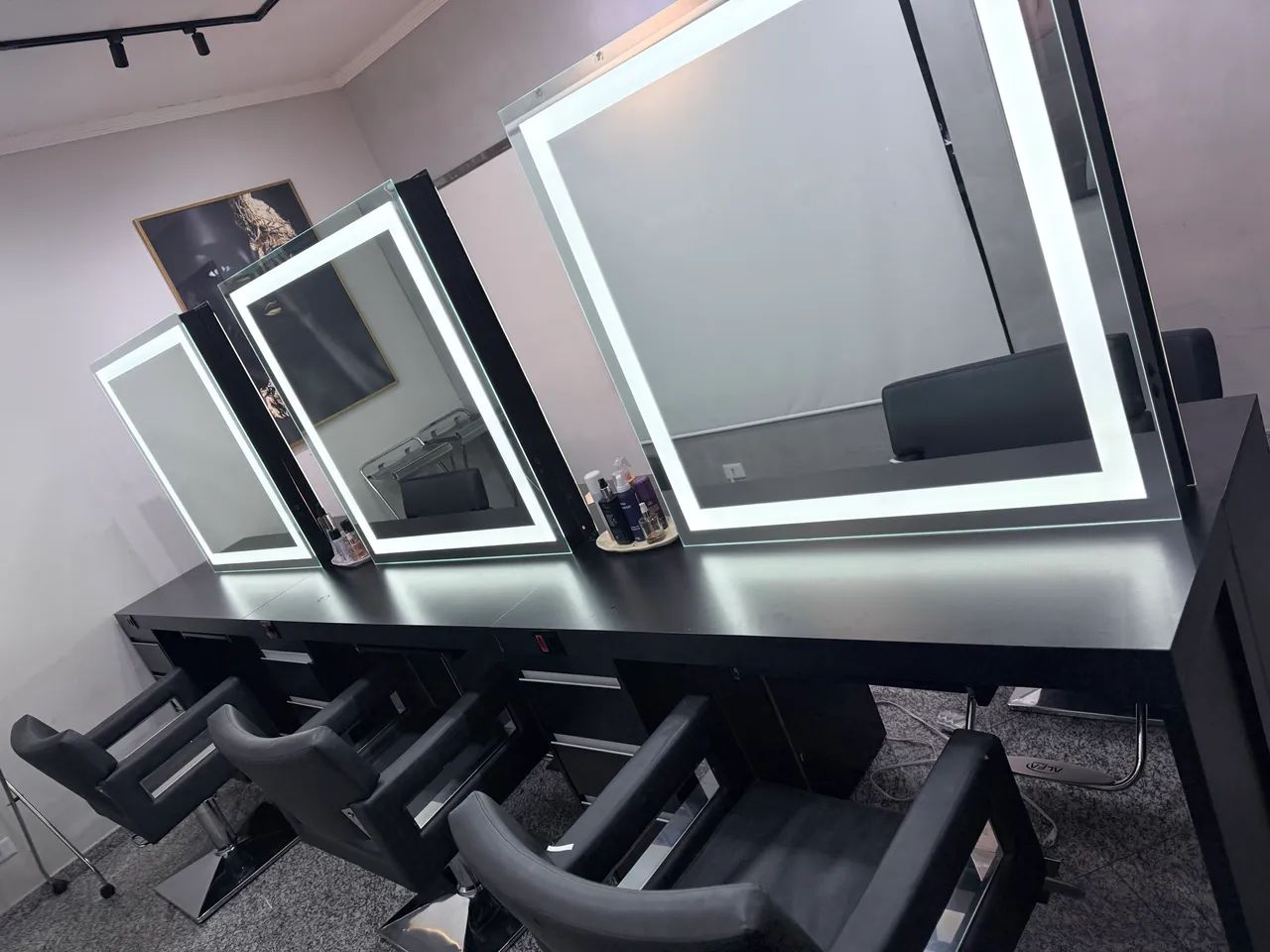 Móveis salao beleza, bancada dupla 6 lugares 2 lavatórios