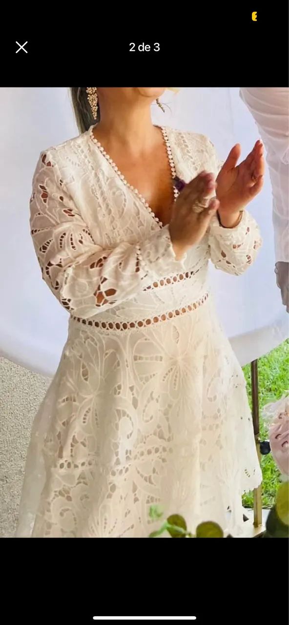 Vestido Mídi Branco Off Griper - Foto 2