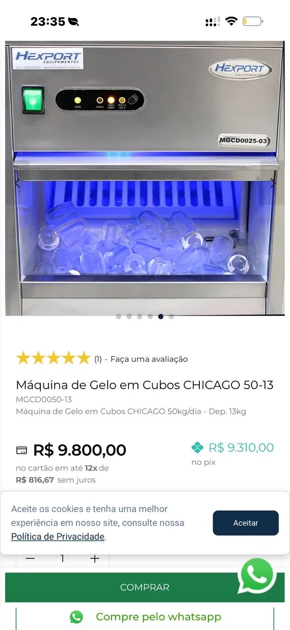 Máquina de gelo cubos Chicago 50-13