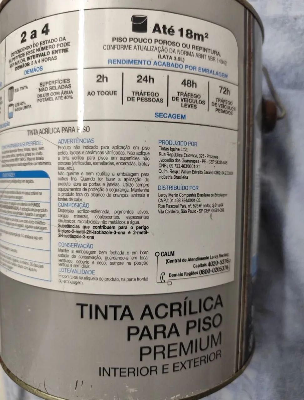 Tinta Acrilica para piso azul 3,6L - Foto 3