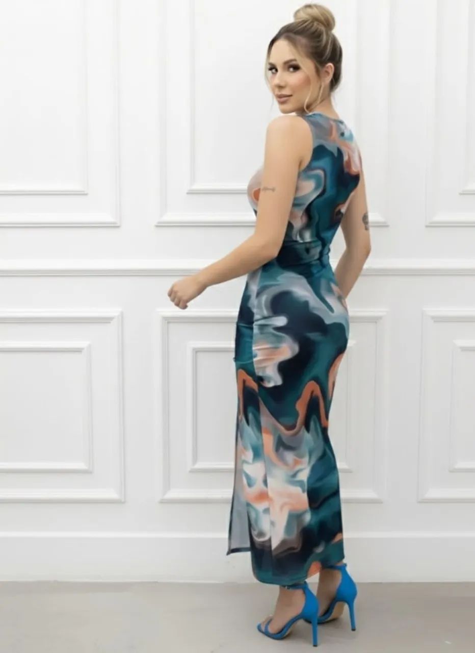 vestido midi micro tule forrado - Foto 2