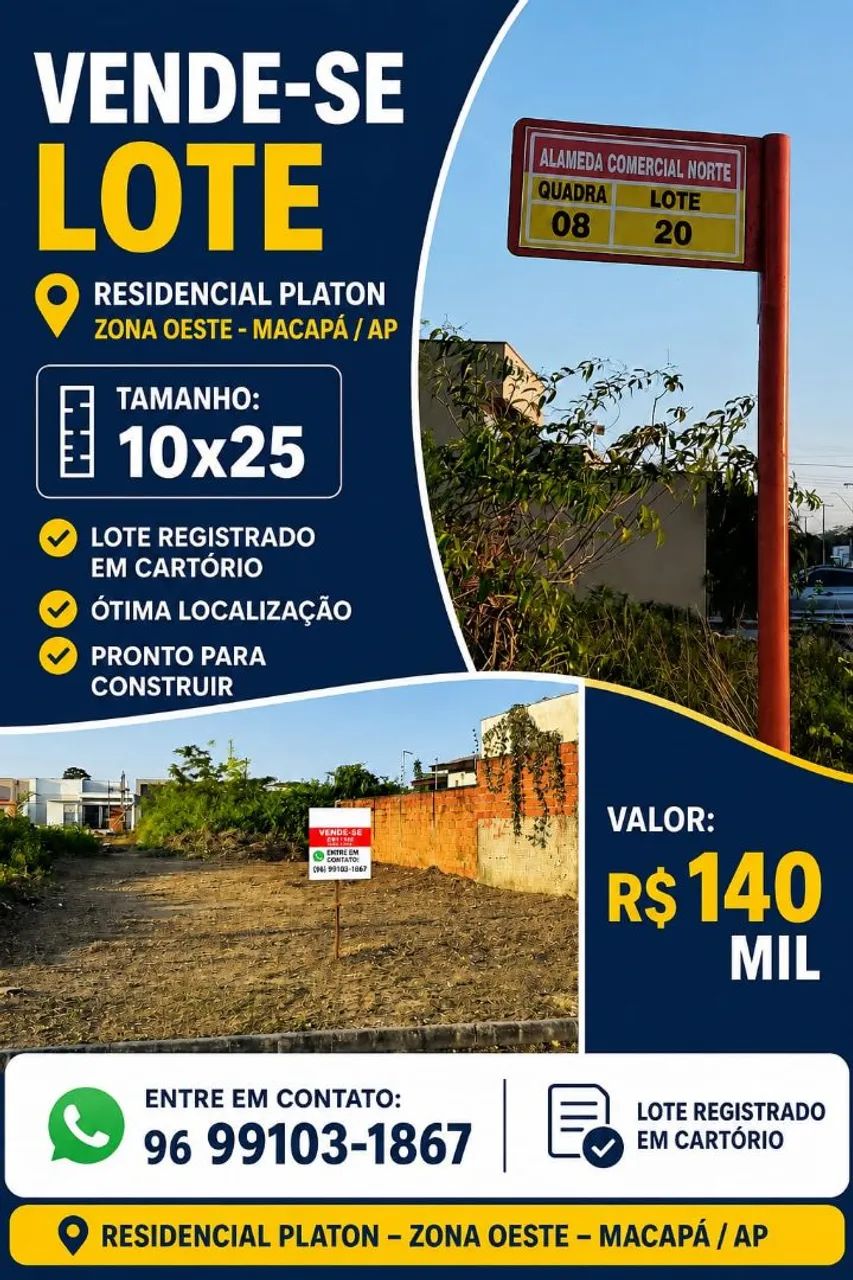 LOTE NO RESIDENCIAL PLATON. 140 MIL