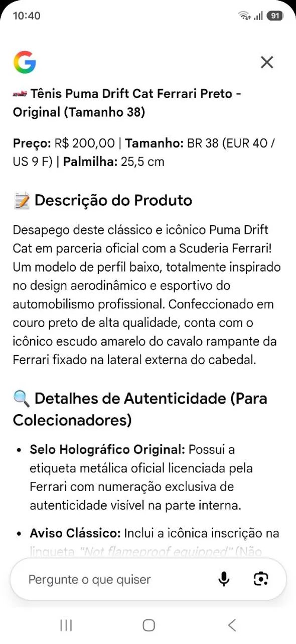 Tênis de couro original puma dry fit Ferrari  - Foto 5