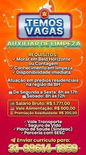 VAGA AUXILIAR DE LIMPEZA 