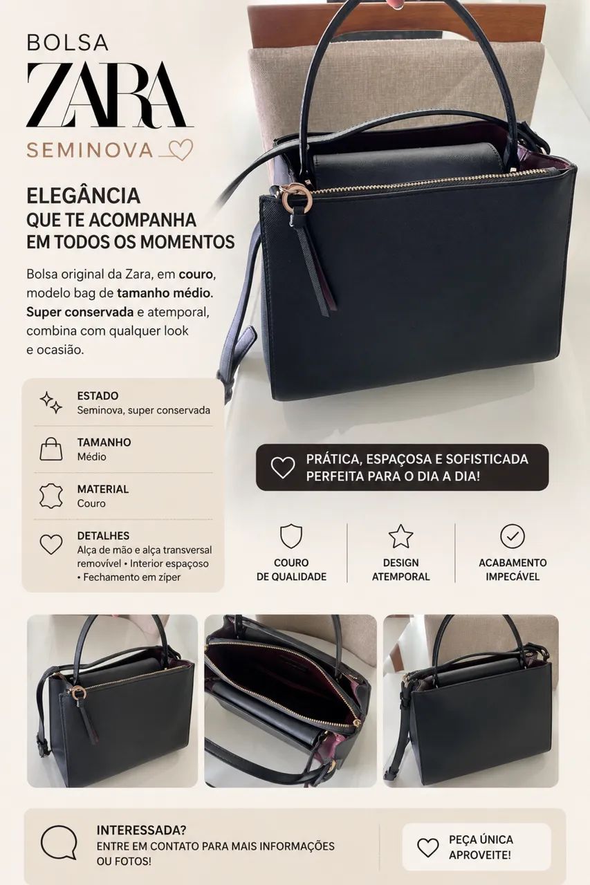 Bolsa de couro Zara
