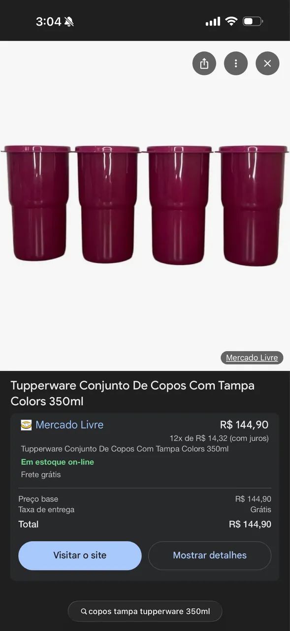 Jarra com tampa + copos Tupperware - Foto 2